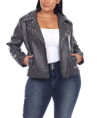 White Mark Plus Size PU Faux Leather Jacket - Green - 3X