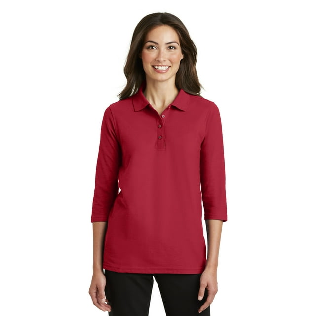 Port Authority Ladies Silk Touch 3/4-Sleeve Polo