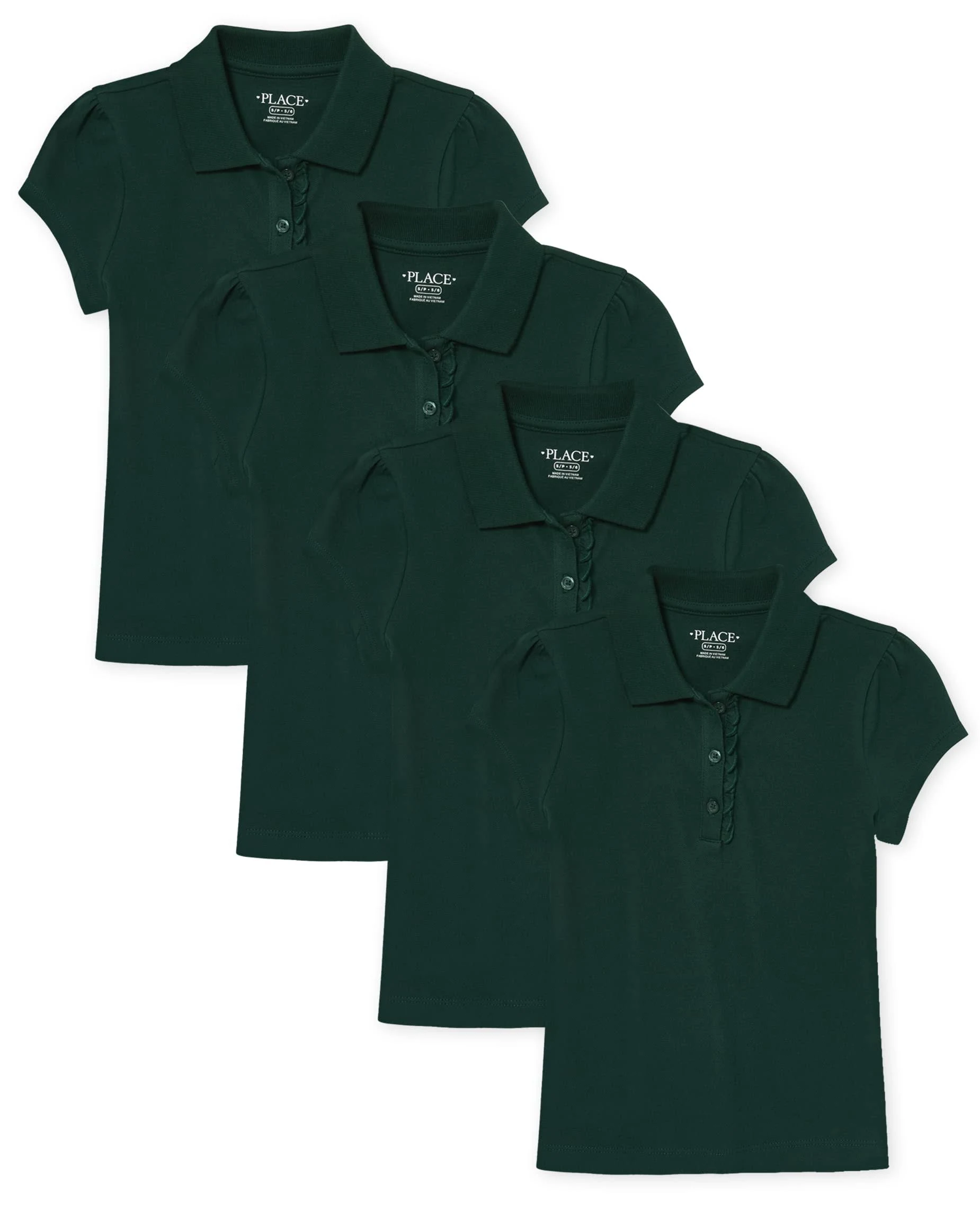 The Children's Place Girls Short Sleeve Ruffle Pique Polo Multipack