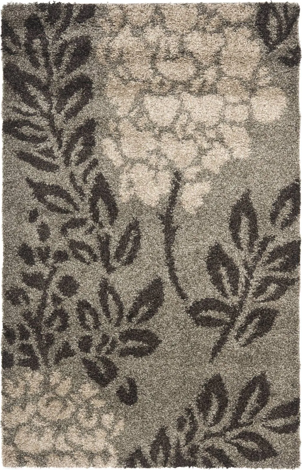 SAFAVIEH Florida Shag Collection Runner Rug - 2'3" x 7', Smoke & Dark Brown, Floral Design, Non-Shedding & Easy Care, 1.2-inch Thick Ideal for High Traffic Areas in Living Room, Bedroom (SG456-7928)