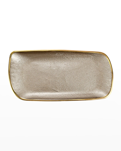 Metallic Glass Fawn Rectangular Tray