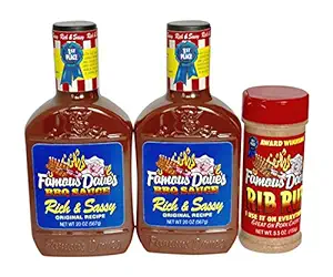 Famous Dave's BBQ Sauce, Rich and Sassy (2-Pack) Bundle with Famous Dave's Rib ...