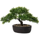 Artificial  Bonsai  Tree  Juniper  Faux  Indoor  Small  Decor  with  Ceramic  Po