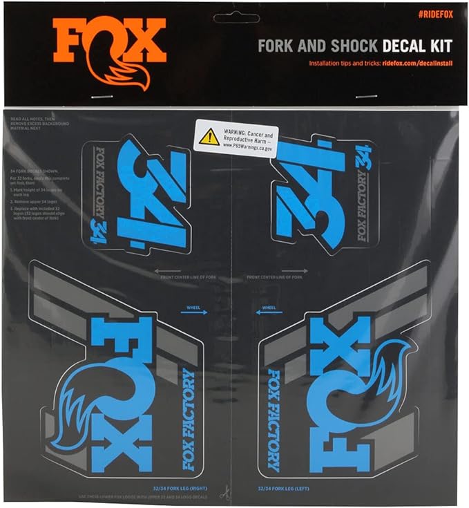 Fox Racing Shox Heritage Fork and Shock Decal Kit Blue, One Size