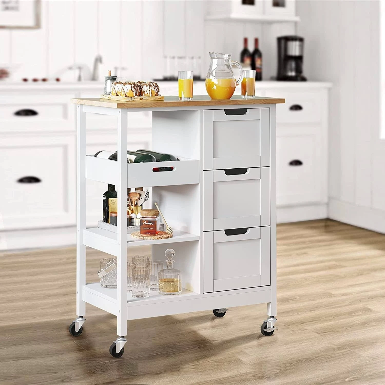 YITAHOME Kitchen Island Cart with Storage Kitchen Cart for Home Rolling Serving Utility