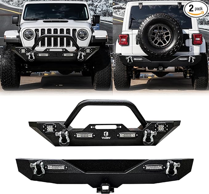 Vijay Front Bumper W/Winch Plate For 2007-2024 Jeep Wrangler JK/JL&amp;Gladiato<wbr/>r JT