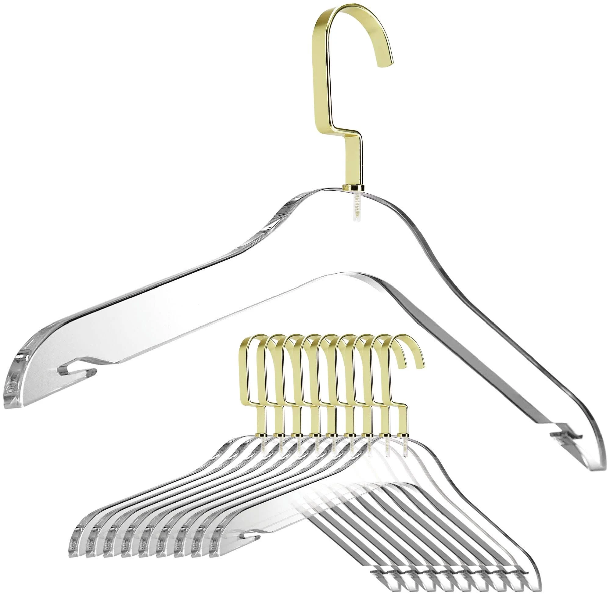 DesignStyles Clear Acrylic Clothes Hangers, Heavy-Duty Closet Organizers with ...