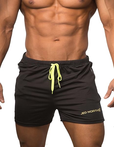 Jed North Men's 4" Inseam Bodybuilding Gym Shorts with Zipper Pockets Powerlifting Gym Shorts