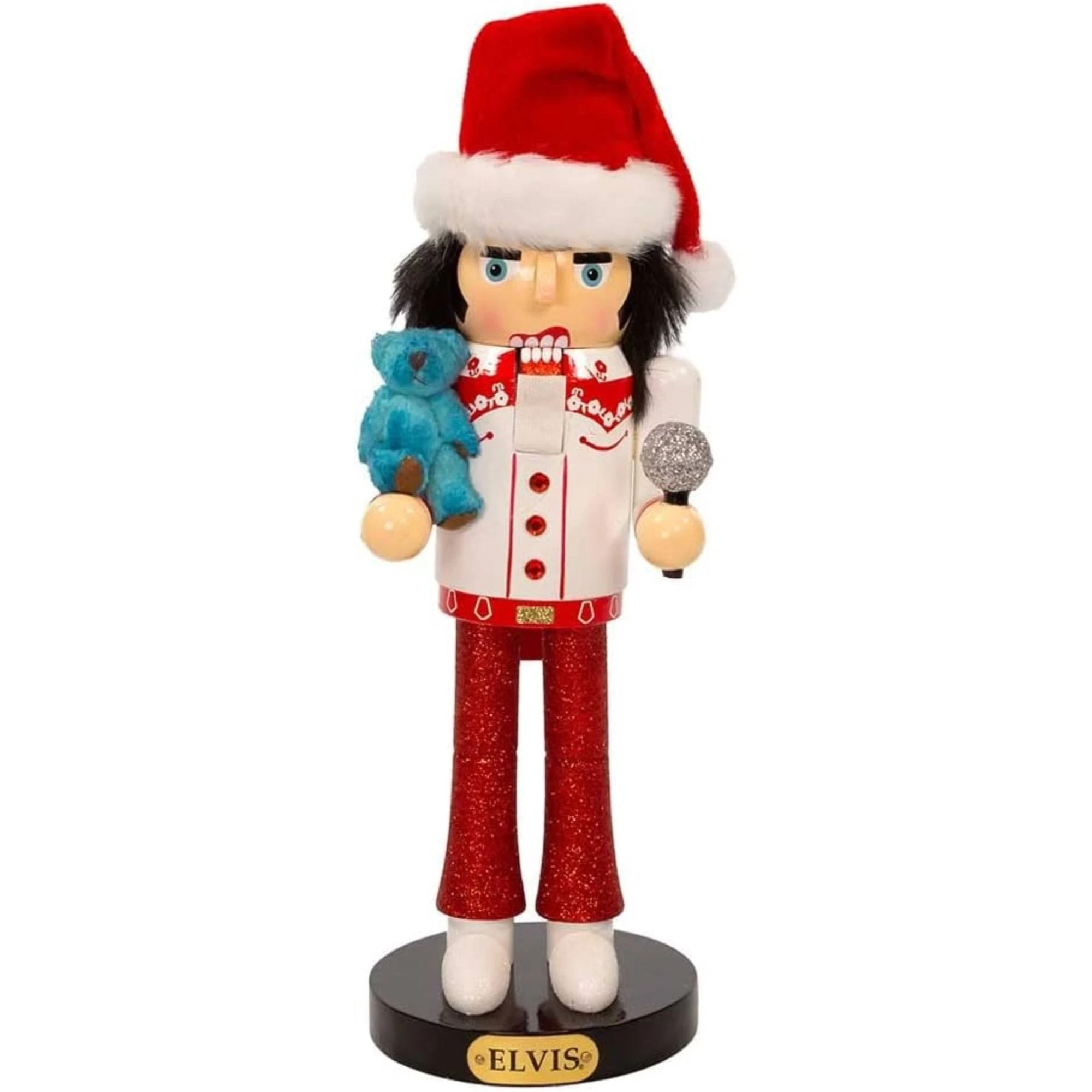 Kurt Adler Elvis Presley with Teddy Bear Nutcracker, Multicolored, 10"