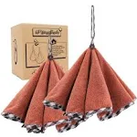 myHomeBody Hand Towels with Button Loop, Hand Towels with Hanging Loops, Kitchen Hand Towels with Button, Charcoal Fiber, Set of 2, Brick Red