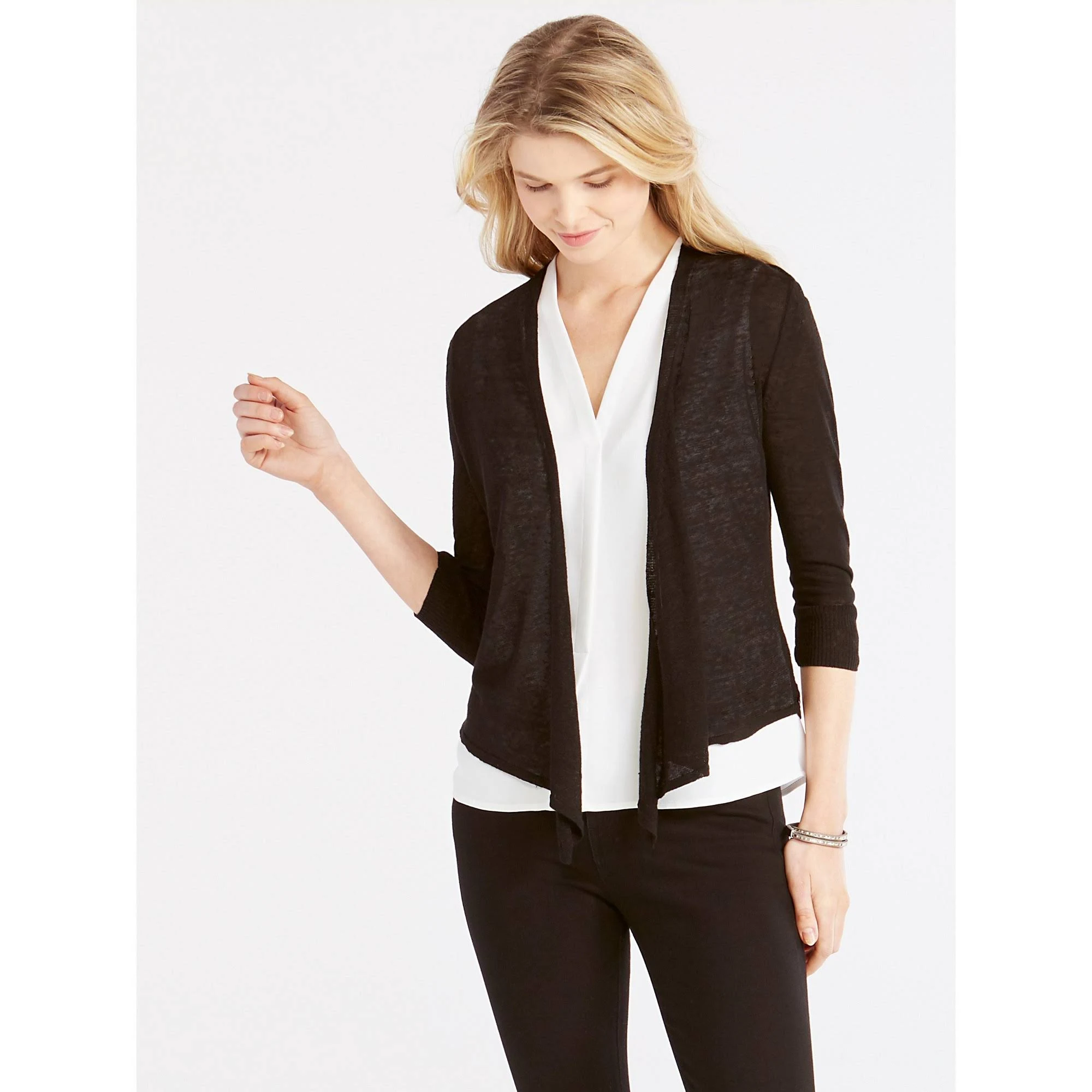 NIC+ZOE Women's 4-Way Cardigan - Black Onyx - Size Petite L