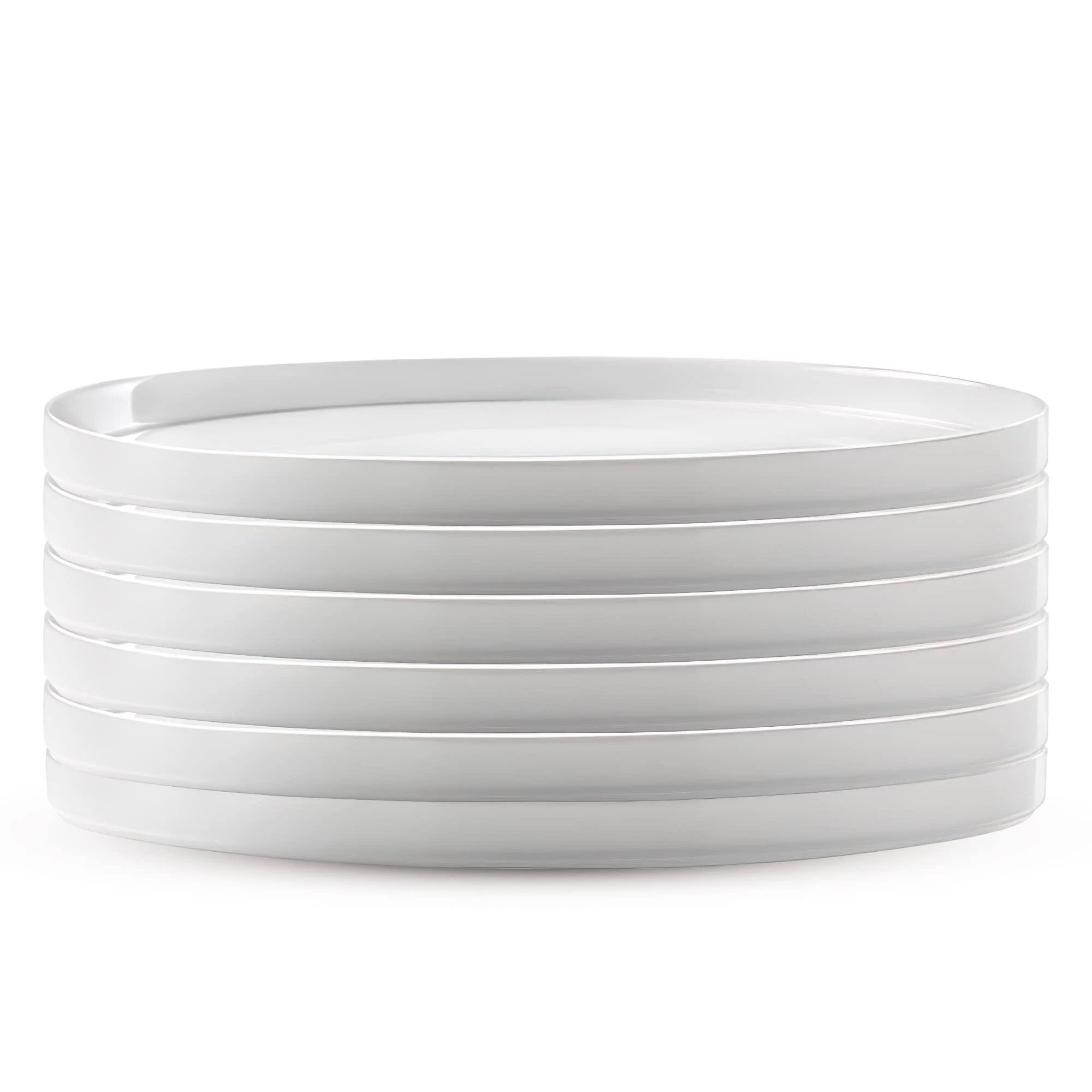 Bormioli Rocco Grangusto Italiana Set Of 6 Flat Plates, Tempered Opal Glass, Clean White, Microwave & Dishwasher Safe, Made In Spain. (8.25 Inch)