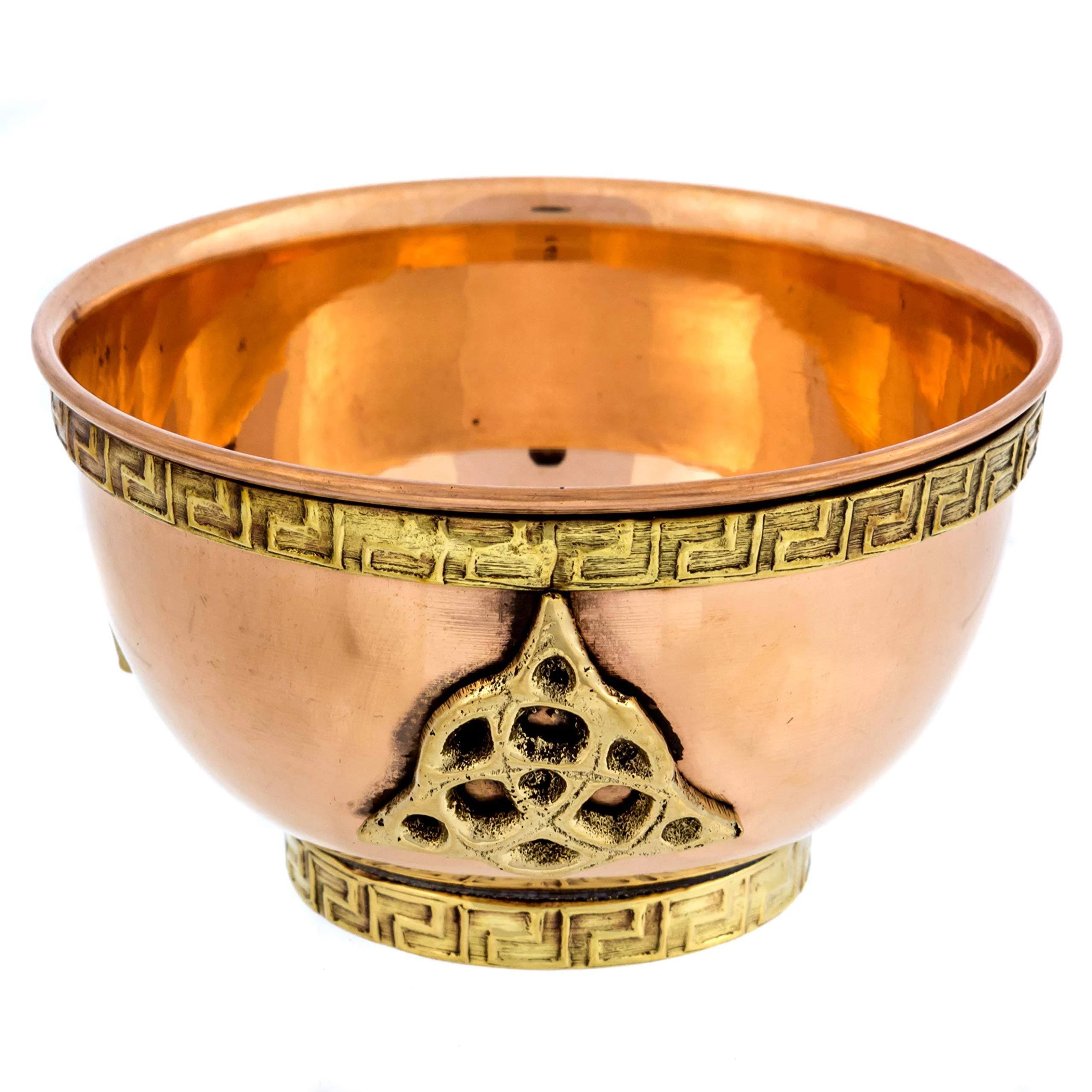 Copper Offering Bowl - Copper Bowl Altar for Ritual Use, Incense Holder, Smudge Kit, Home Decor (Triquetra)