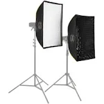 Glow EZ Lock Softbox to Go Kit - Glow EZ Lock 24x36 Quick Strip Rectangular Bowens Mount Softbox Lighting Kit with External and Internal Diffusers, Deflector Disk and Eggcrate Grid, 2-Pack