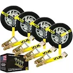 VULCAN Car Tie Down with Flat Hooks - Lasso Style - 2 Inch x 96 Inch -