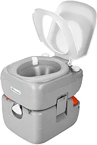 YITAHOME Portable Toilet 5.8 Gallon, Travel RV Potty with Level Indicator, T-Type Water Outlets, Anti-Leak Handle Water Pump, Rotating Spout, for Camping, Boating, Hiking, Trips