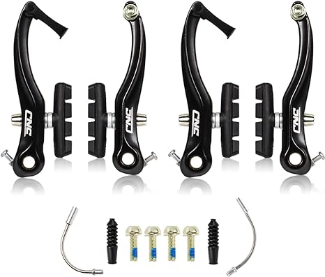 CNC V Brake Set, Bicycle Linear Pull V Brakes for Front/Rear Wheel, Long Arm 110mm, Black …