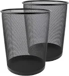 Zuvo Lightweight and Sturdy Circular Mesh Waste Bin - Pack of 2, Metal Black, 19 x 24.5 x 26 cm