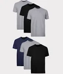 Hanes Men's 6-Pack Moisture-Wicking Undershirts in Black/Grey/Blue - L