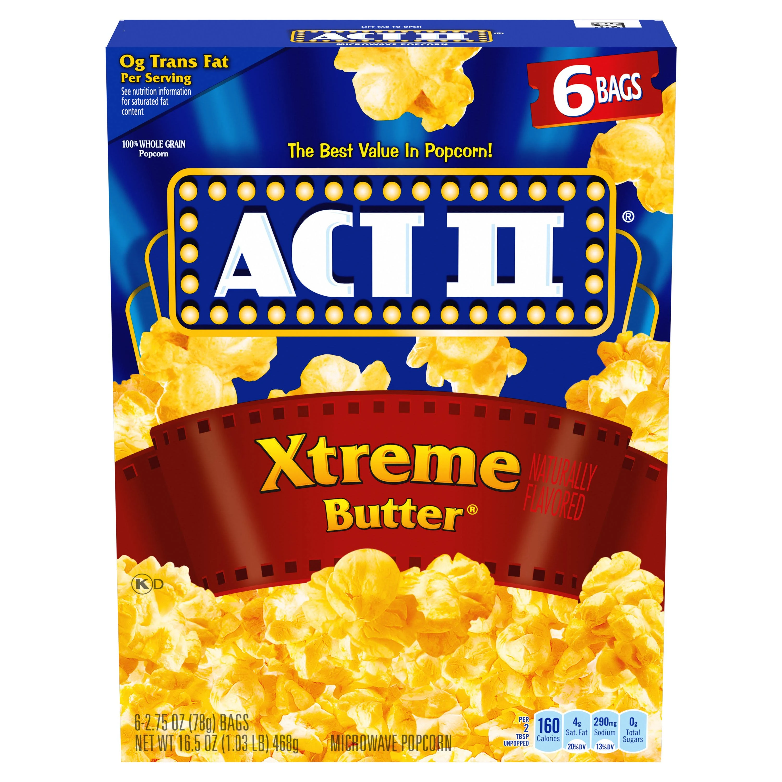 Act II Xtreme Butter Microwave Popcorn 6 ct