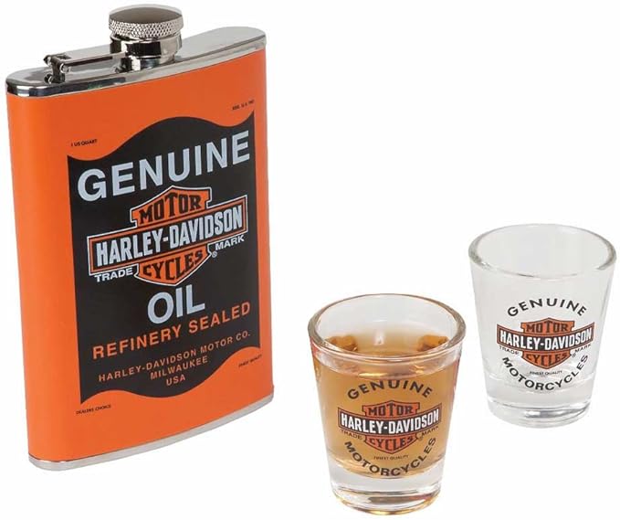 Harley Davidson Oil Can Flask Set