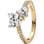 Pandora 161198C01 Women's Ring Double Sparkling Heart Gold