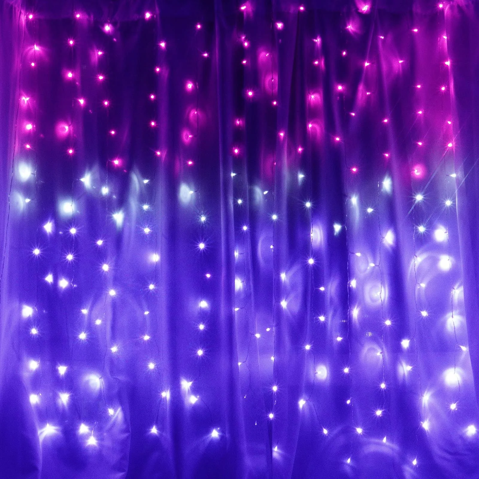 Curtain Lights Pink Purple Ombre Light Up String Curtain Lights for Bedroom Wall Hanging Mermaid Fairy Lights for Teen Room Girls Room Decor Wedding Decor Mother Day Woman Gift (Pink & Purple)