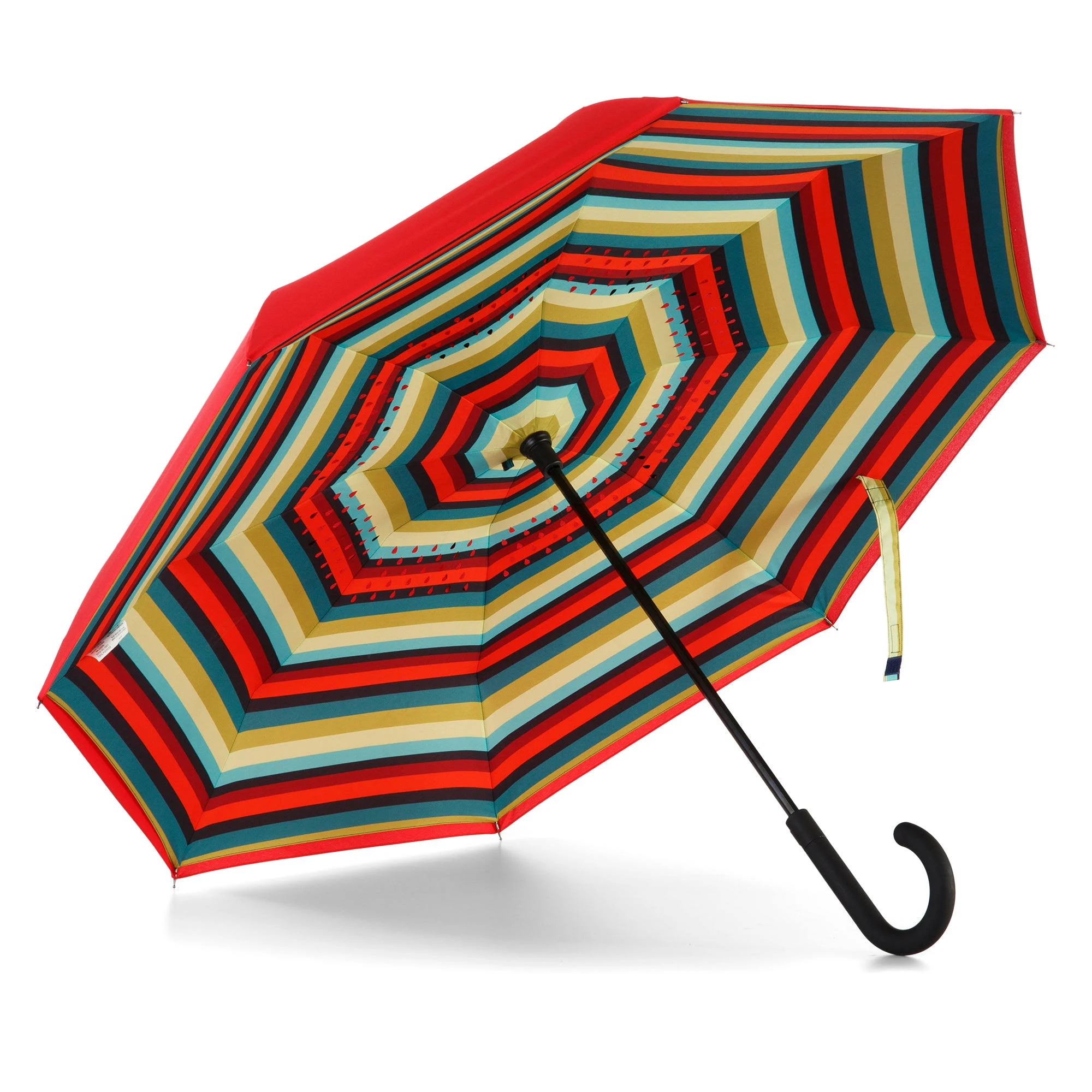 Totes InBrella - Reverse Close Umbrella with Invisible Water Repellent Coating - Auto Close, Inverted, Dripless, and Stormproof for Rainy Weather