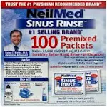 NeilMed Sinus Rinse All Natural Relief Premixed Refill Packets 100 Each