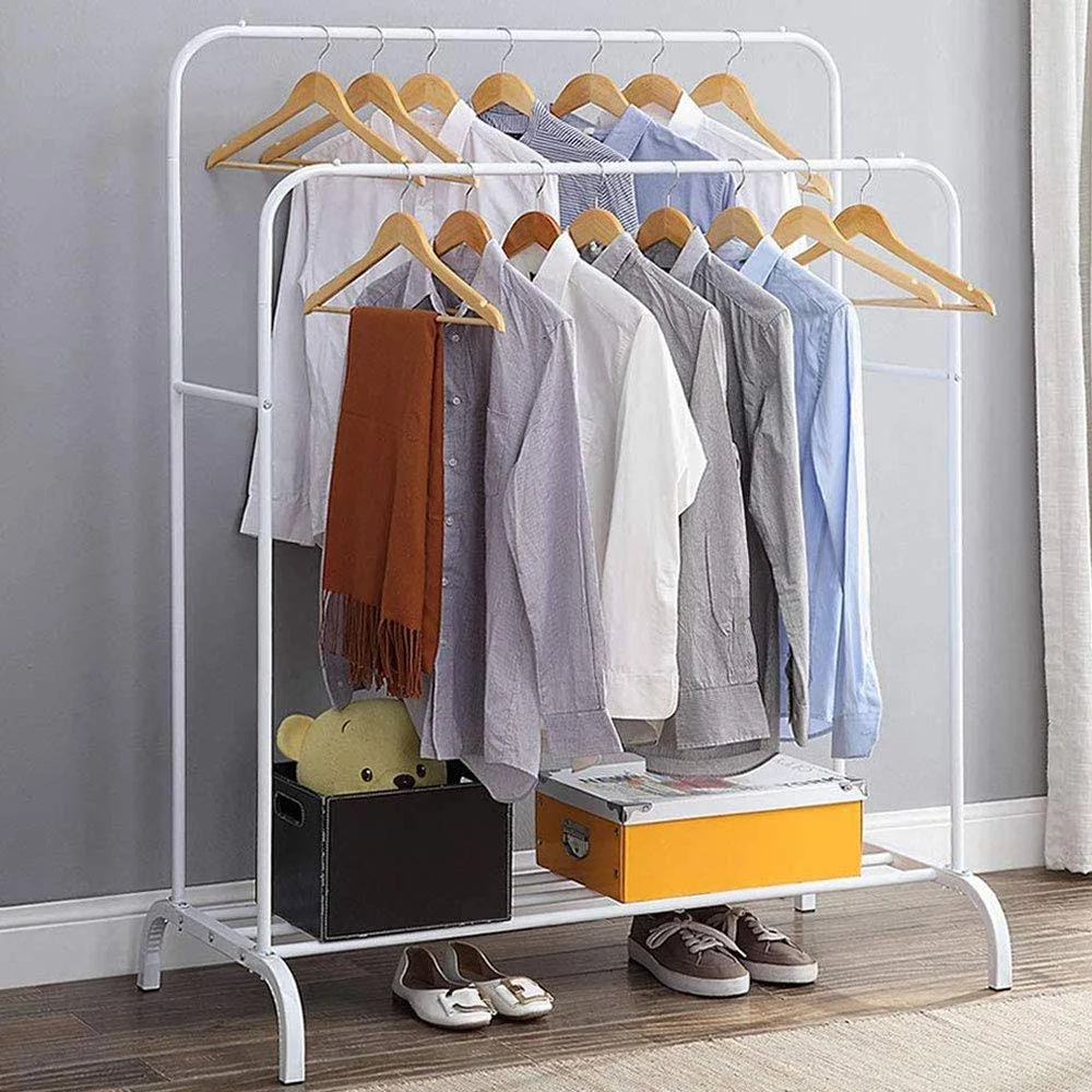 GISSAR Clothing Double Rod Garment Rack with Shelves