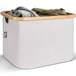 Hennez 40L Storage Basket For IKEA Kallax - Foldable Small Basket for Laundry - Fabric Storage Bins Bamboo - Collapsible Storage Baskets for Organizing Shelf Organizer Bins Closet Baskets for Shelves