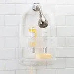 Bath Bliss Molded Shower Caddy | Bathroom Storage | Hangs Over Shower Head | 6 Accessory Hooks | Holds Razors | Washcloths | Accessories | Suction Cup Stability | Grey