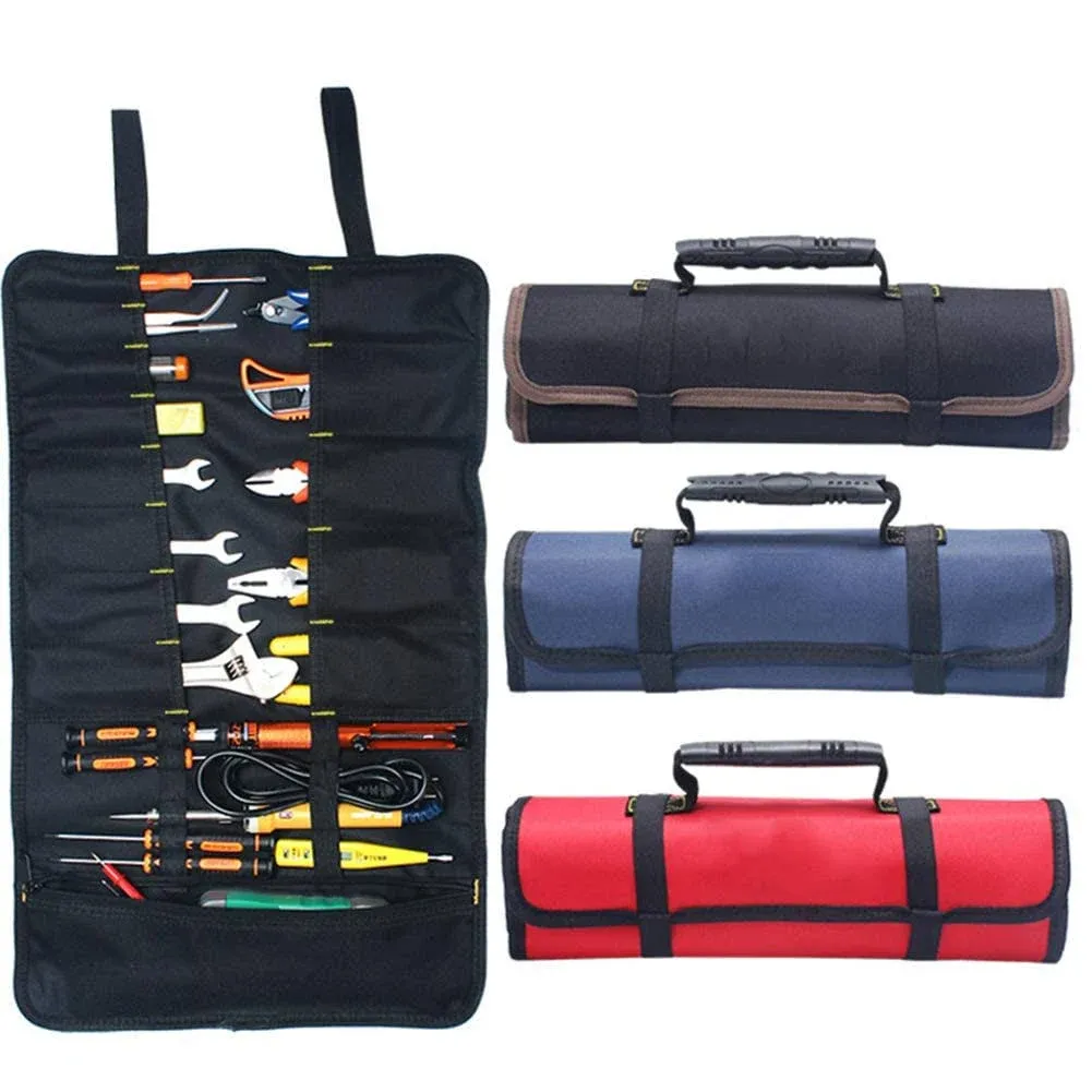 Kani Large Wrench Roll Up Tool Roll Pouch Bag with 22 Pockets, Waterproof Canvas Wrench Roll Organizer Bag for Craftwork Handyman Electrician