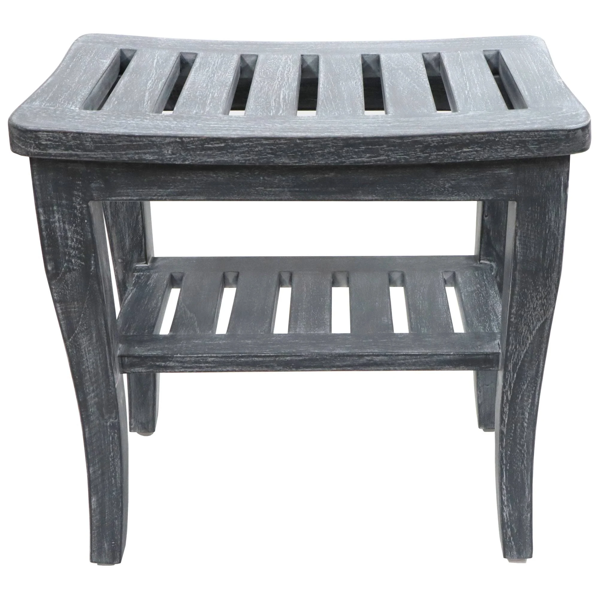 Weathered Genuine Teak Petite Shower Seat, Gray Woodgrain Finish