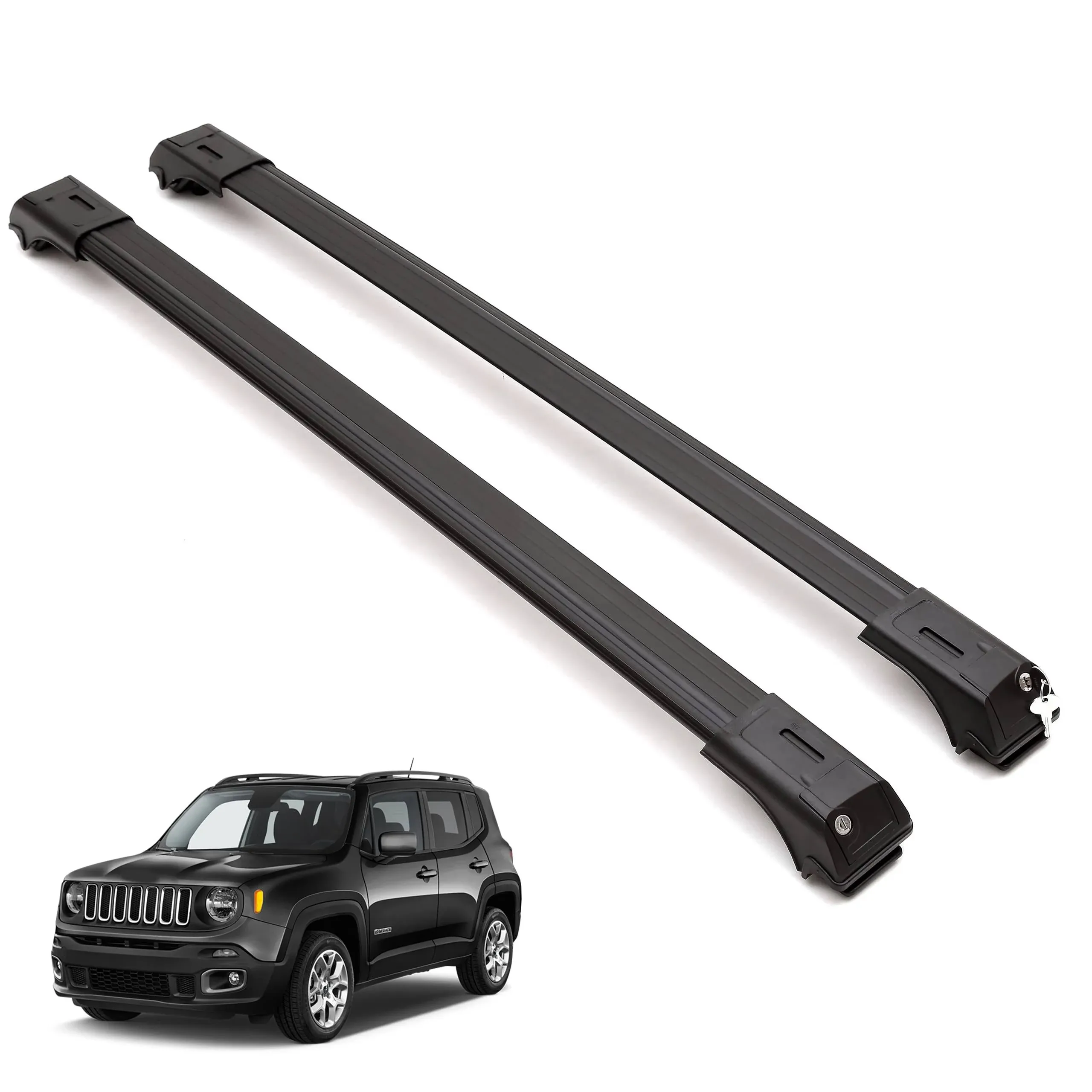 Erkul Roof Rack Cross Bars for Jeep Renegade 2015-2023 | Anti-Theft Lock Aluminum ...