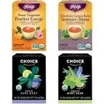 Yogi Tea & Choice Organics Tea Variety Pack - 16 Tea Bags per Pack (4 Packs) - Organic Tea Sampler Gift Box - Includes Yogi Sweet Tangerine Positive Energy Tea, Choice Organics Earl Grey & More