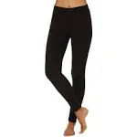 Cuddl Duds Climateright Women's Stretch Fleece Base Layer Legging - Natural Rise Waist - XL Black