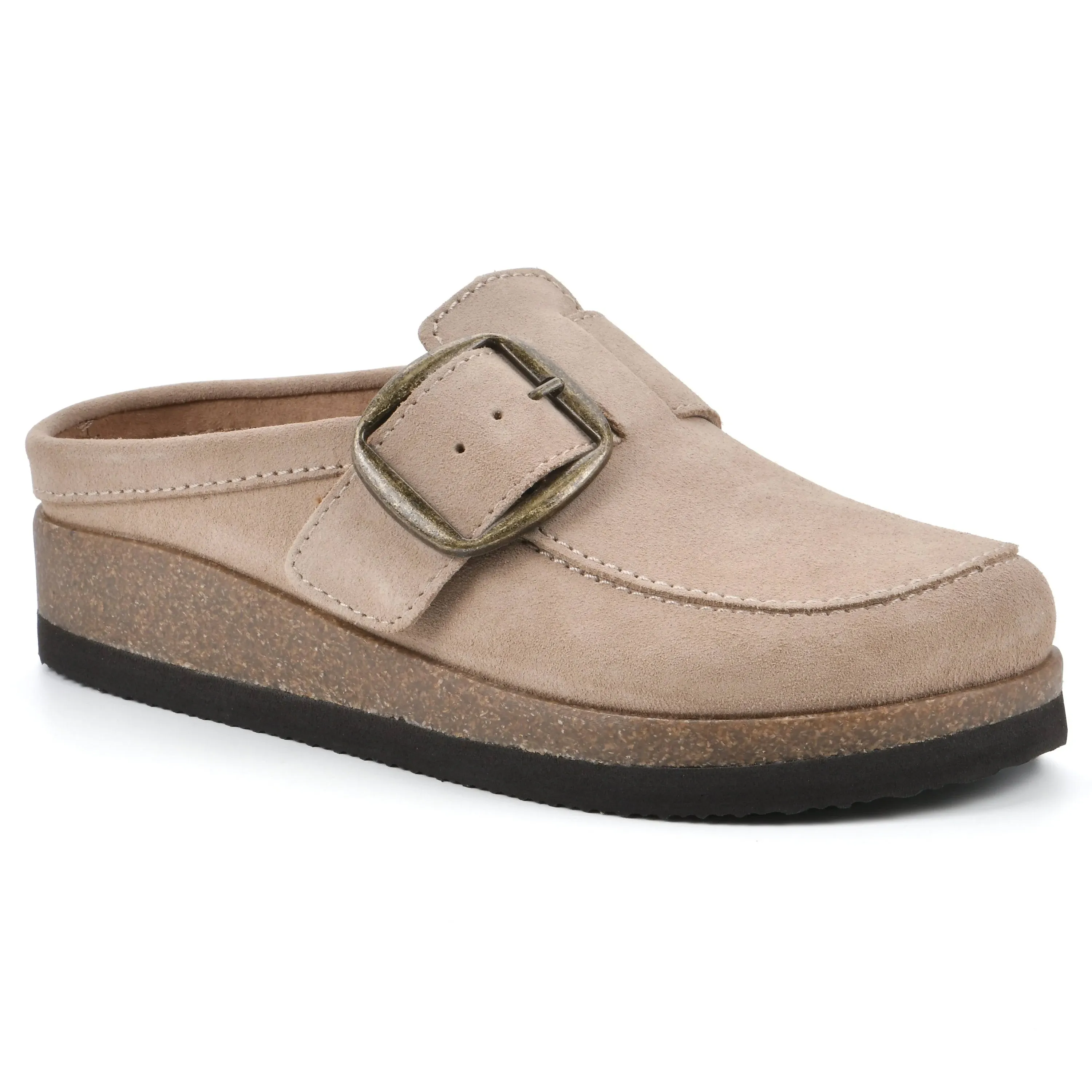 White Mountain Women's Bueno Clogs | Taupe Suede | Size 12 | Leather