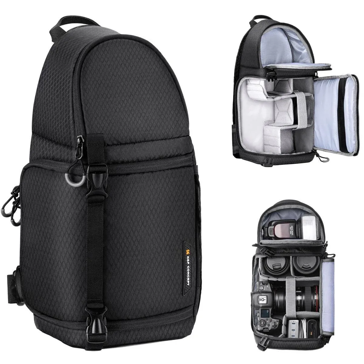 K&F Concept Camera Sling Bag Crossbody Bag Waterproof Camera Shoulder Backpack DSLR/SLR/Mirrorless Camera Case Photography Bags with Tripod Holder