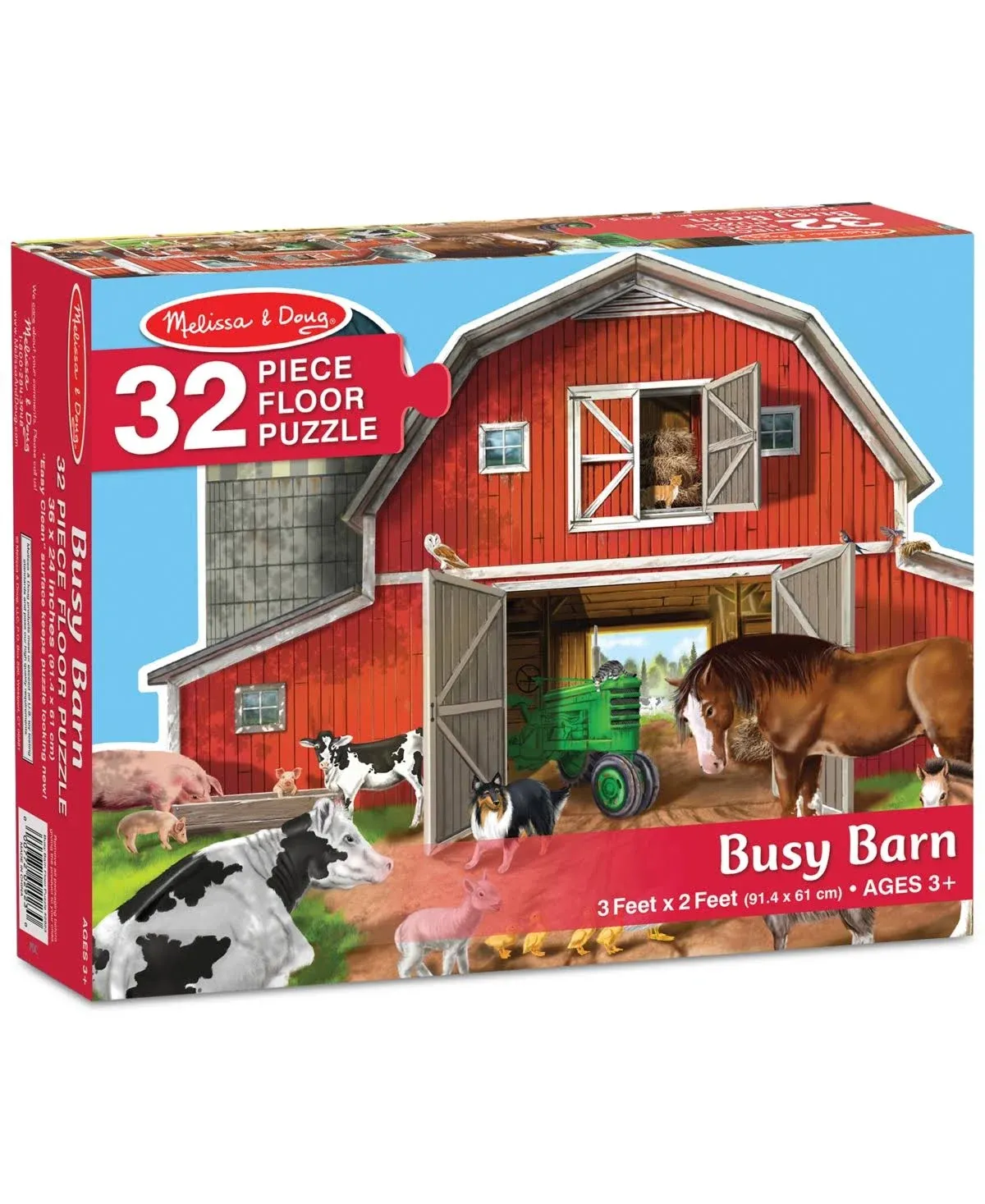 Melissa and Doug 32 Piece Puzzle Floor Busy Barn 3 foot x 2 foot Ages 3 Plus