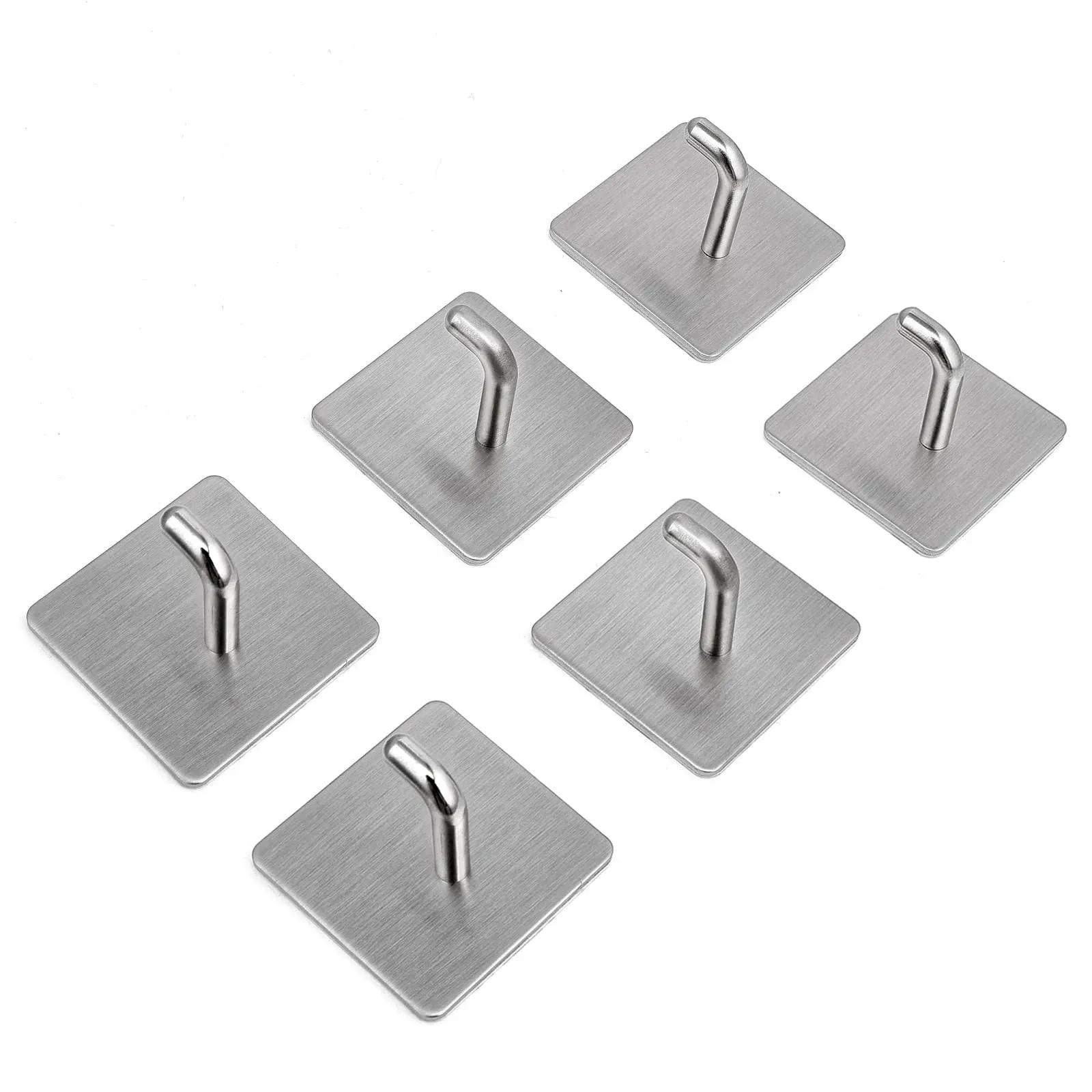 6 Packs Adhesive Hooks Heavy Duty Wall Hooks Waterproof Stainless Steel Hooks...