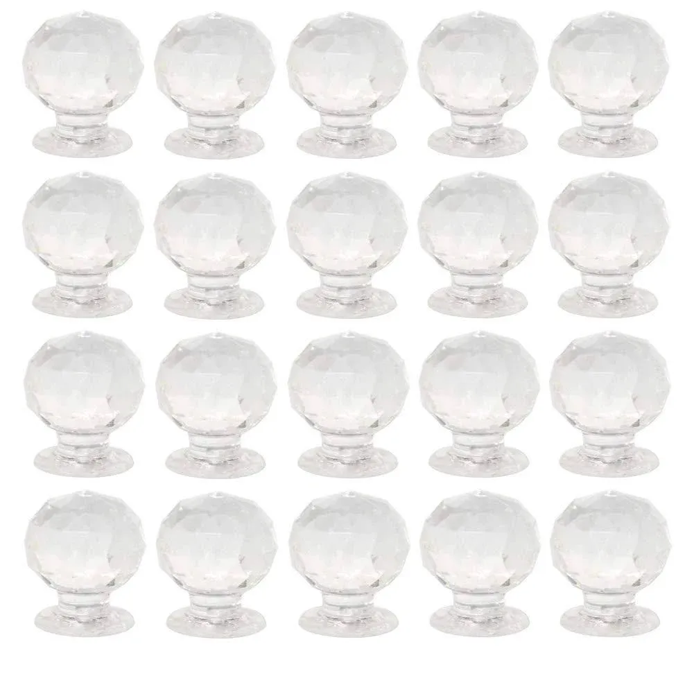 20pcs Clear Acrylic Round Knob Pull, Round Single Hole Knob Shape for Mini Metal Jewelry Box Gift Box Knob Pull