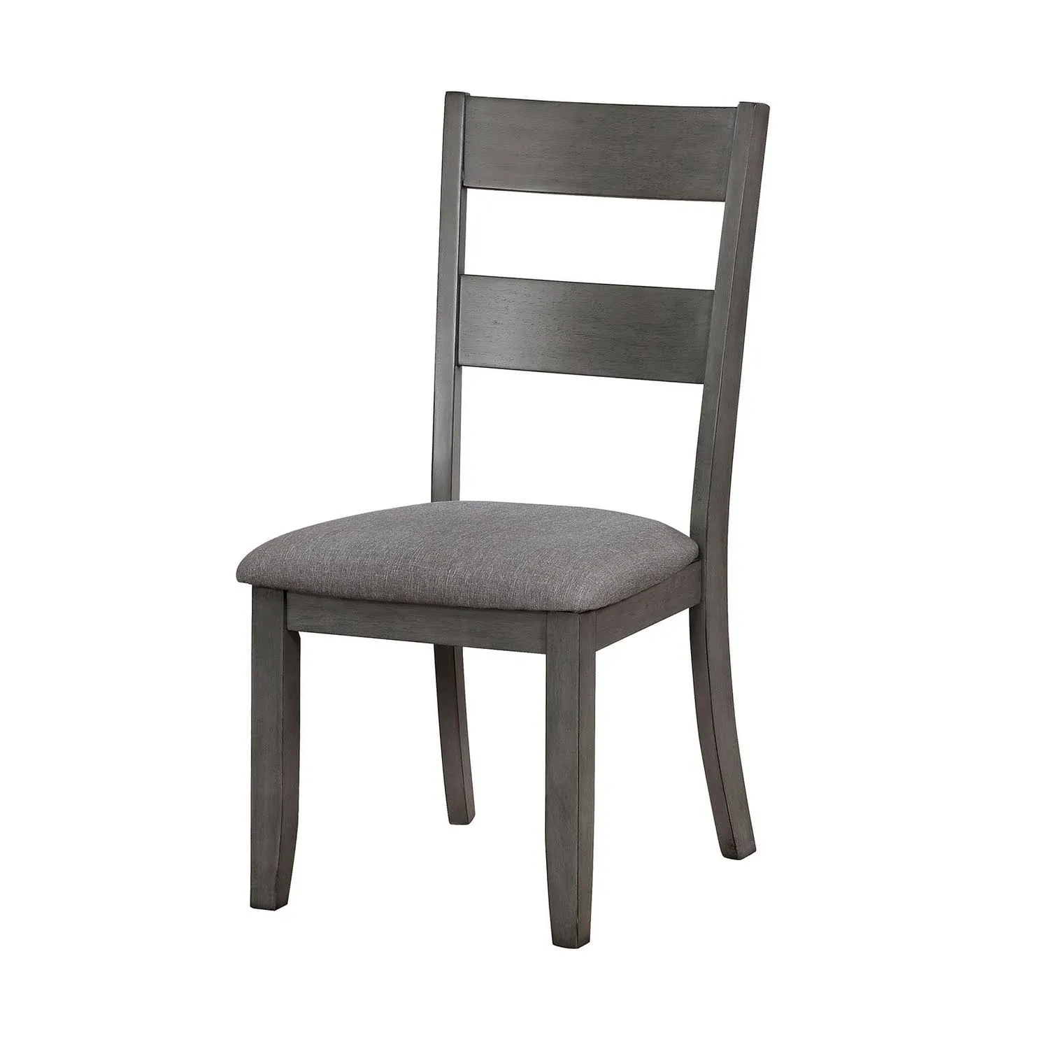 Wooden Side Chair with Fabric Padded Seat Pack of Two Gray