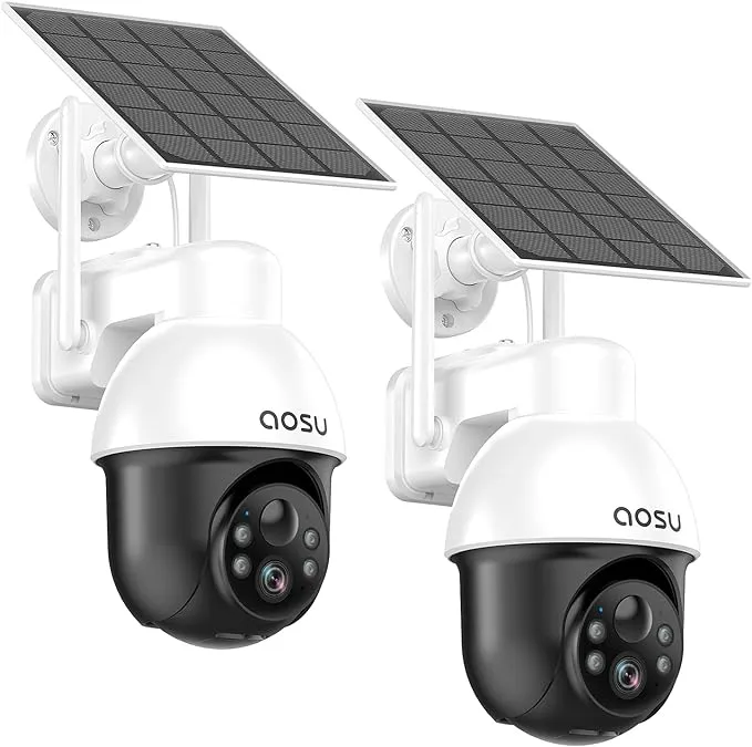 AOSU 3K/5MP Solar Security Cameras Outdoor Wireless 360-Degree 2K Wireless Camera