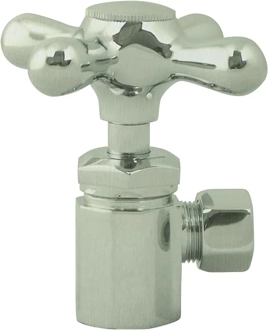 Westbrass Cross Handle Angle Stop Shut Off Valve, 1/2" IPS Inlet with 3/8 ...