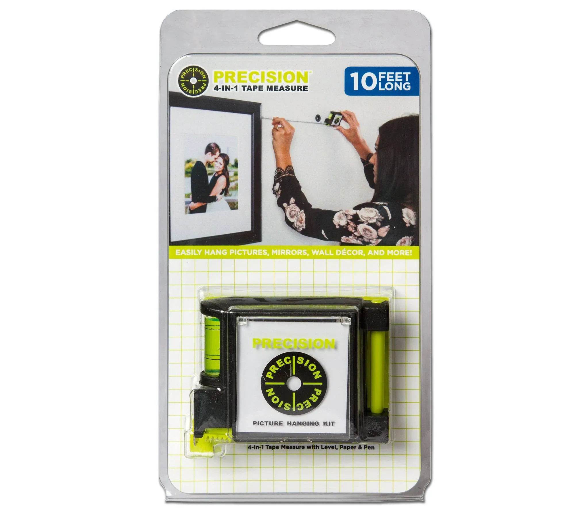 Precision 4-in1 Tape Measure with Level, Paper & Pen