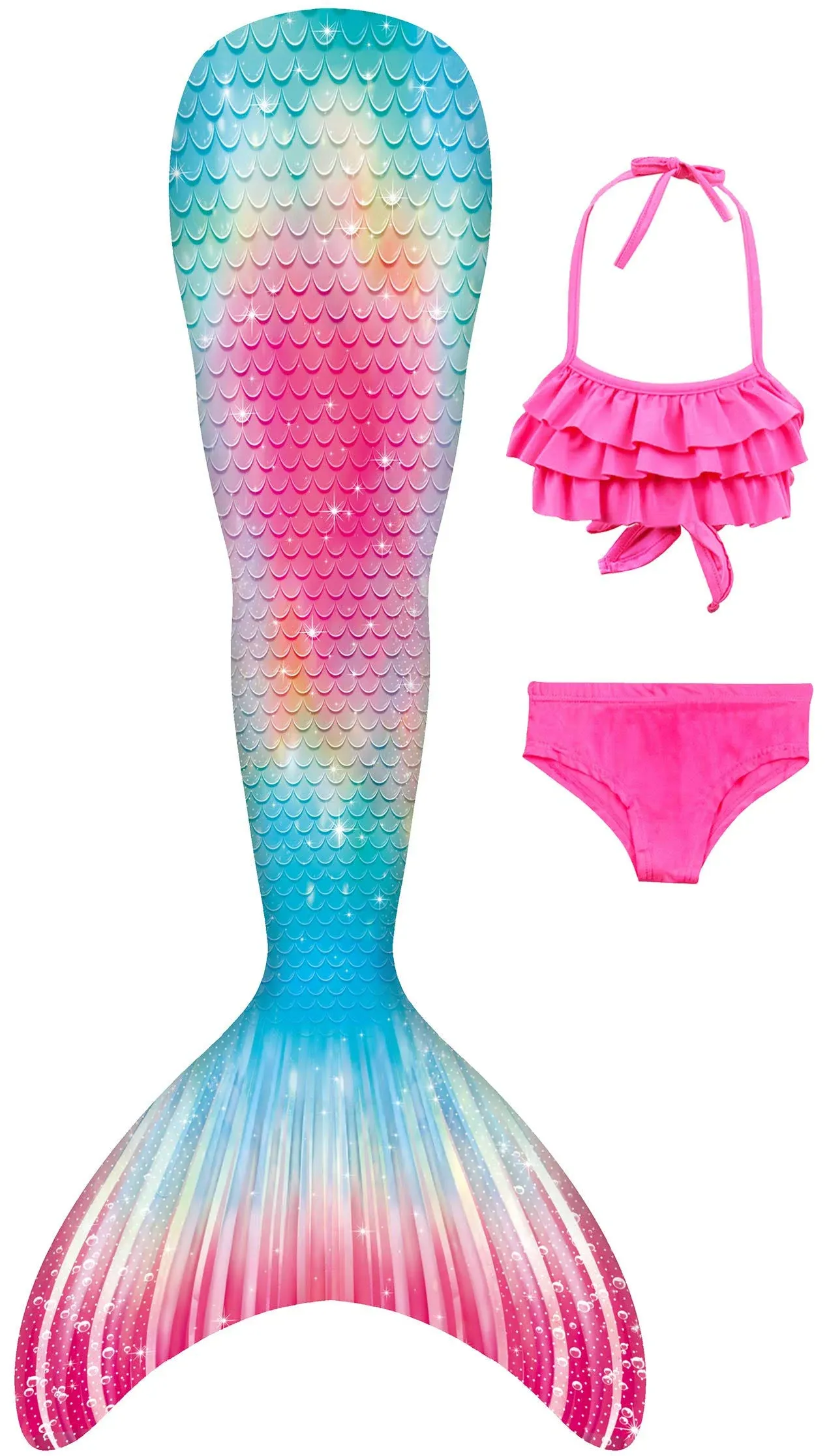 Girls Mermaid Tails for Swimming Bikini Set Princess Cosplay Bathing Suit Set