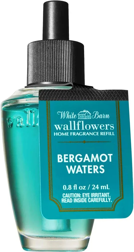 Bath and Body Works BERGAMOT WATERS Wallflowers Fragrance Refill 0.8 Fluid Ounce (2019 Edition, White Barn)