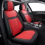 LINGVIDO Leather Car Seat Covers, Breathable Faux Leather, Universal Anti-Slip Full Seat Cover for Cars SUV Truck Sedan (Red+Black)