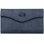 Buxton Women's Leather Long Bifold Organizer Wallet with Floral Emboss